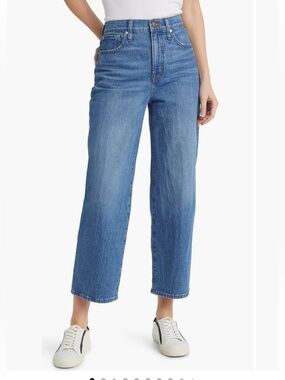 Madewell Perfect Vintage Crop Wide Leg Jeans 24 High Rise Blue Wash Denim